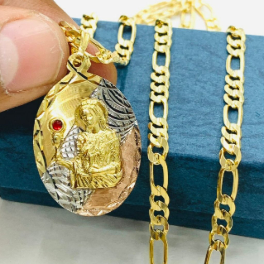 New Santa Barbara Necklace Tri Color Gold Filled For Mens 24